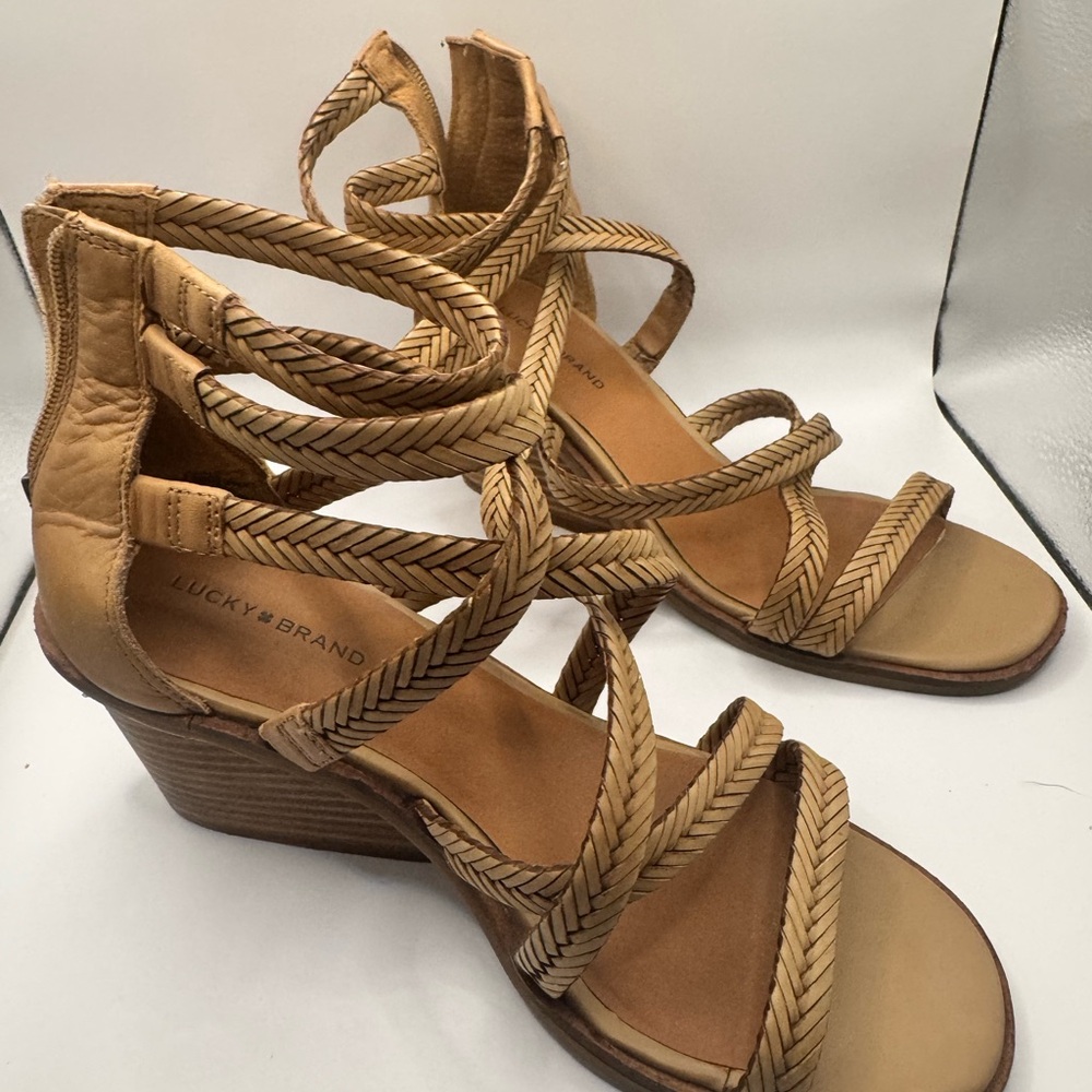 Lucky Brand Tan Sandals with Braided Straps